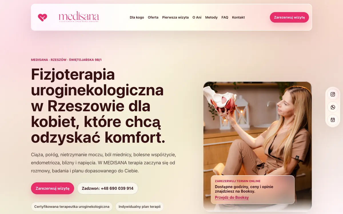 Homepage preview of the MEDISANA physiotherapy website
